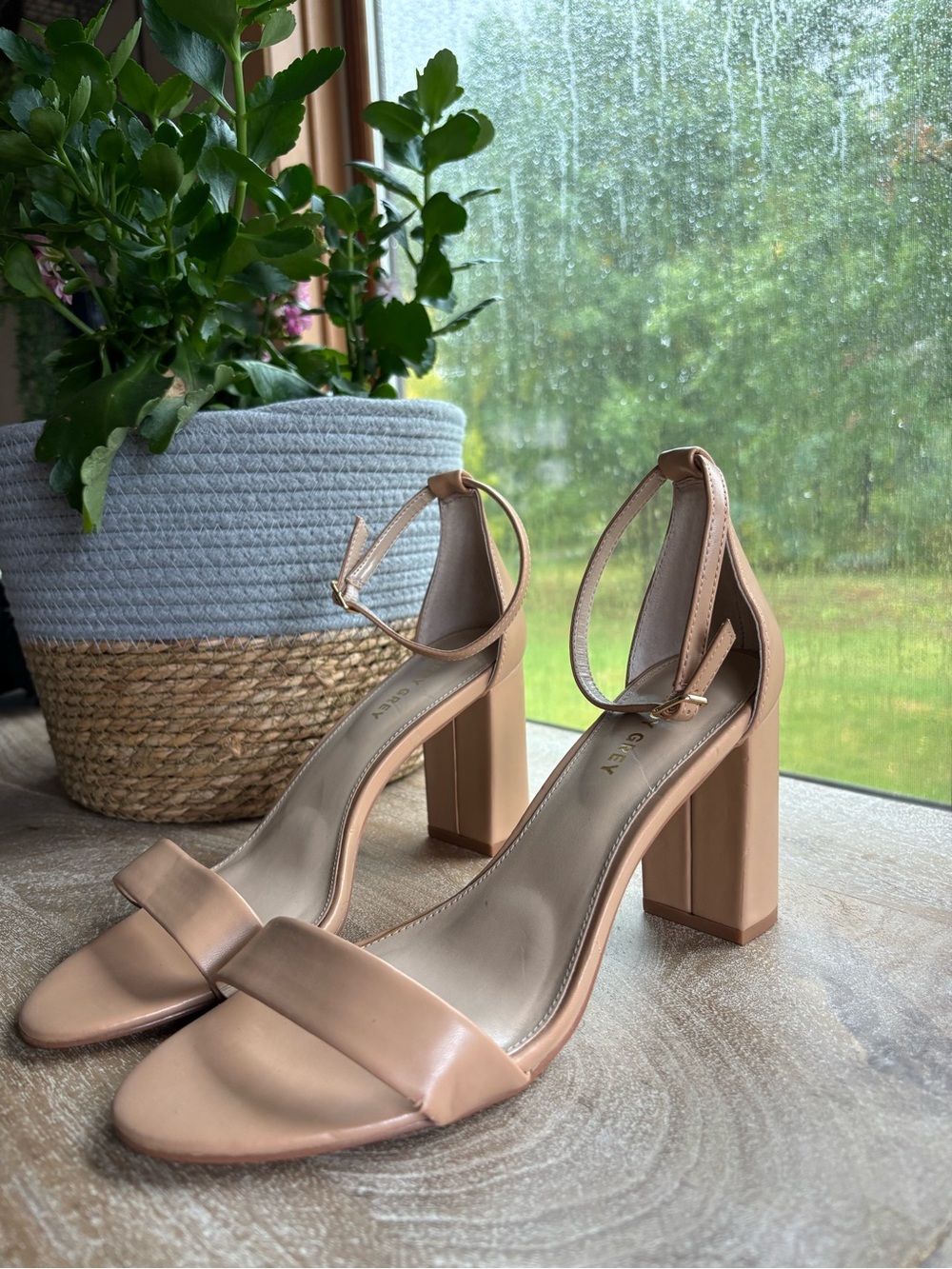 Birdy Grey Blush Ankle-Strap Block Heels